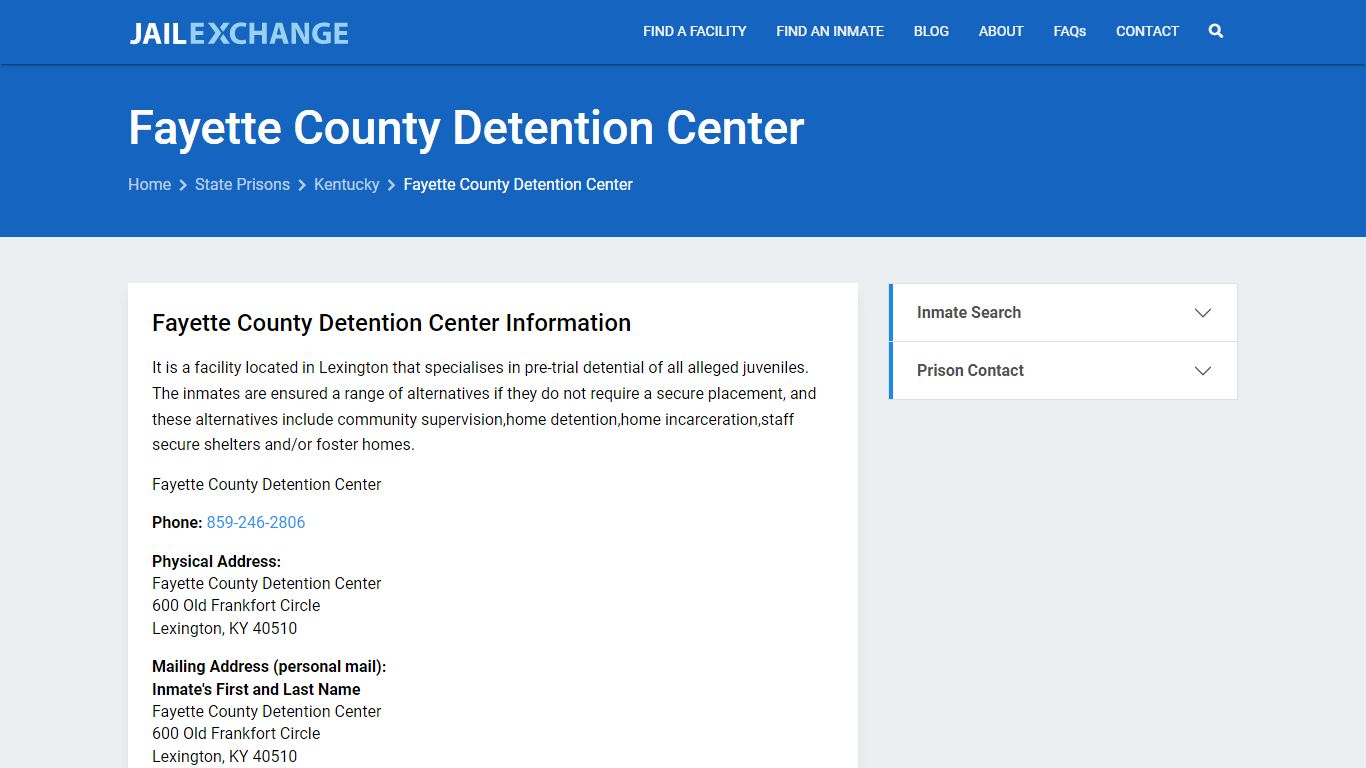 Fayette County Detention Center Inmate Search, KY - Jail Exchange